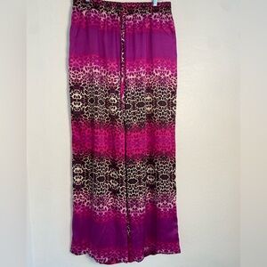 BOLD elements Ombré Cheetah Trouser Women Sz XL Fuchsia/Black Wide Leg High Rise